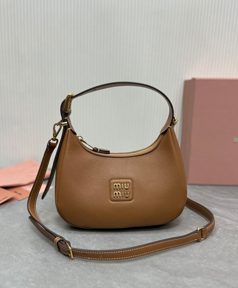 Miumiu Leather Hobo Bag 5BC161 Coffee